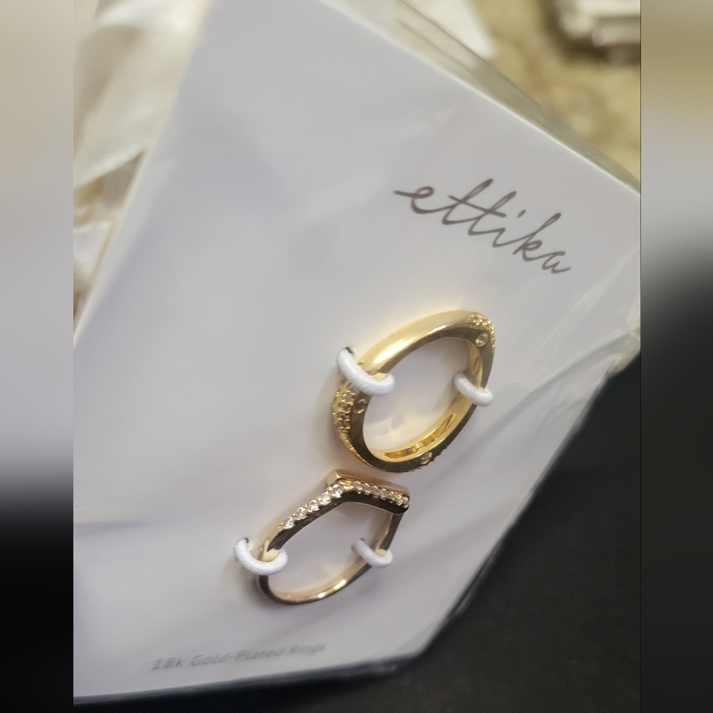 Ettika #2 Gold Ring Set of 2 18k Plated NWT - Picture 5 of 9